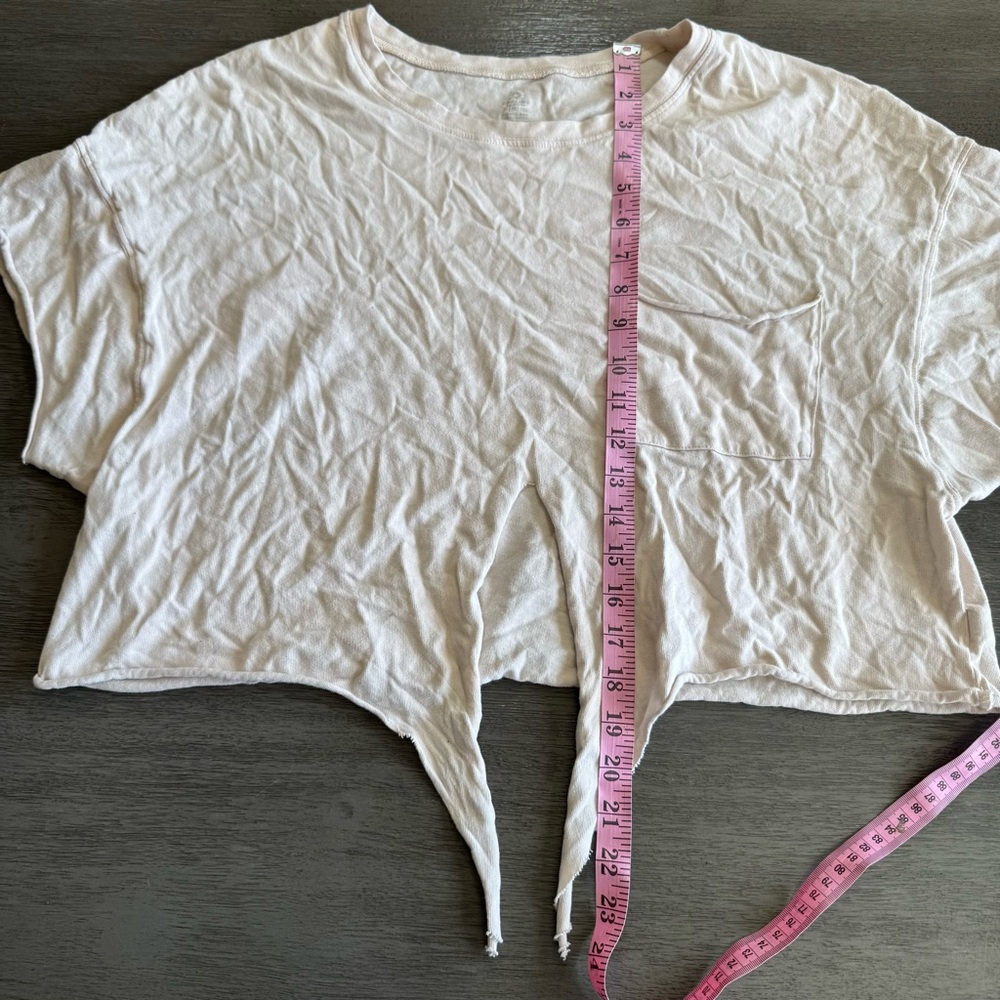 Aerie AE Cream Beige Tan Tshirt Tie Front Crop XL - Picture 8 of 8